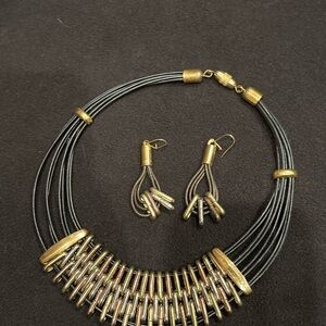 Chic Gold and Black Necklace Set